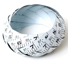 White vintage printed steel tape bangle